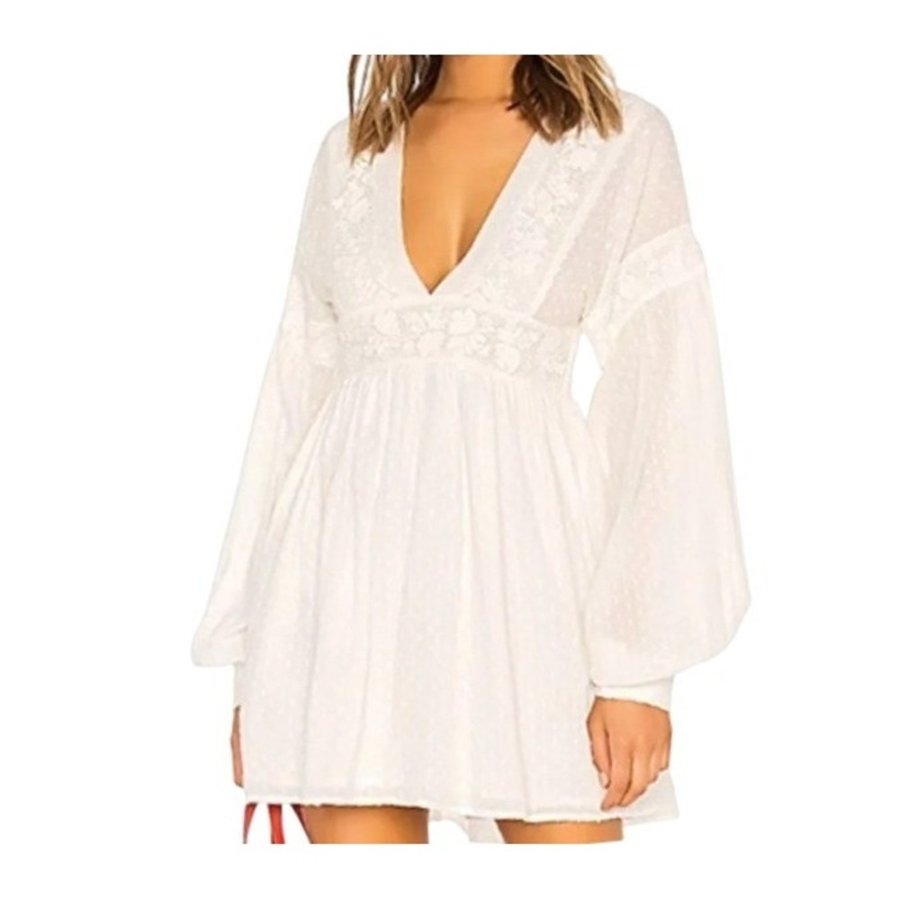 Free People Womens M Sugarpie Swiss Dot Lace Open Back Mini Dress